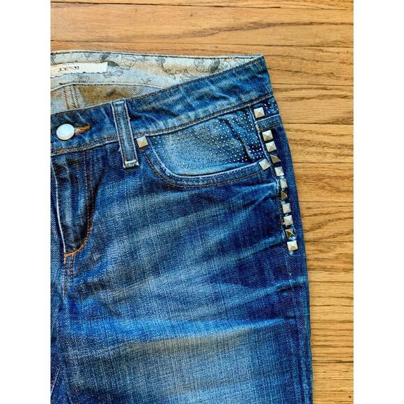 Joe Jeans 28 Honey Fit Curvy Medium Wash Low Rise Bootcut Stud Rhinestone Warhol - Picture 6 of 14